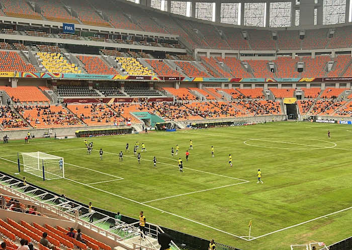 A photo taken during Brazil's 9-0 win over New Caledonia at the U17 World Cup in November 2023